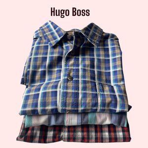 Boss Orange Hugo Boss Slim Fit Plaid Shirt Bundle 3 Red Blue Turquoise EUC
